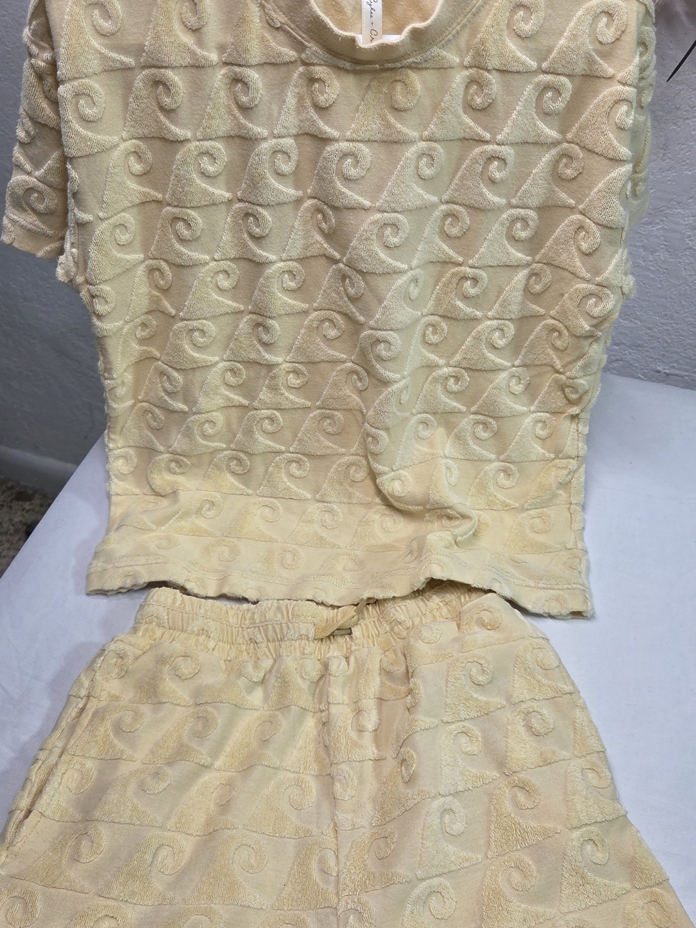 Rylee + Cru Yellow Cream Terry Swirl Pajama Set Unisex